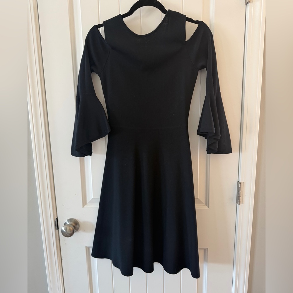 Eliza J Black Cold-Shoulder Long Sleeve Dress